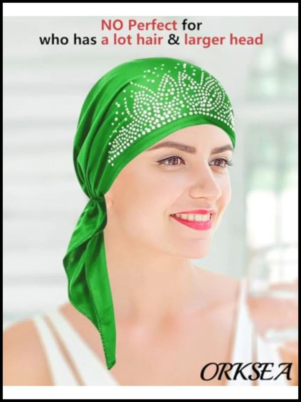 Chemo Headwear for Women Soft Pre-Tied Turban Rhinestone Beanie Hat